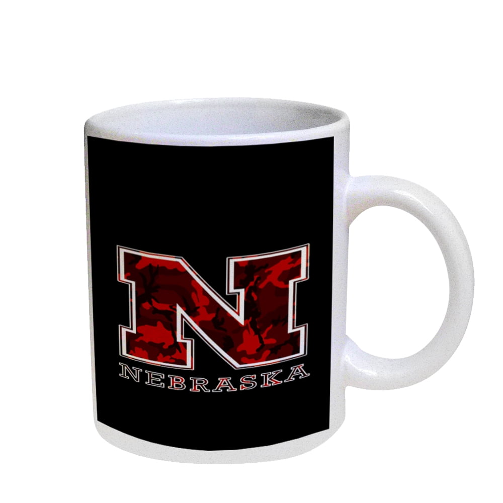 KuzmarK Coffee Cup Mug Pearl Iridescent White - Nebraska Red Camouflage