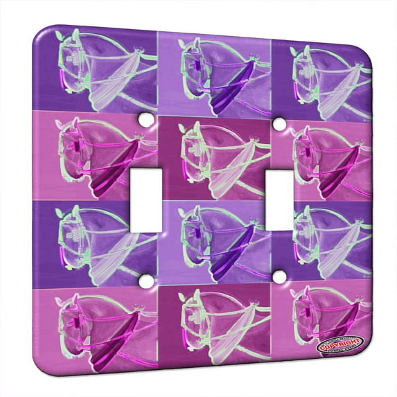 KuzmarK™ Double Gang Switch Wall Plate - Belgian Draft Horse in Harness Horse Electric Art by Denise Every