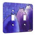 thumbnail image 1 of KuzmarK™ Double Gang Switch Wall Plate - Blue and Purple Chunky Kitties Abstract Cat Art by Denise Every, 1 of 1