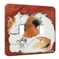 thumbnail image 1 of KuzmarK™ Double Gang Switch Wall Plate - Calico Maine Coon Kitty and Mouse Christmas Peace Cat Art by Denise Every, 1 of 1