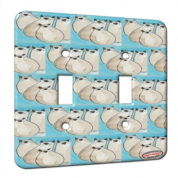 KuzmarK™ Double Gang Switch Wall Plate - Four Sealpoint Siamese Kitties Abstract Cat Modern Art by Denise Every