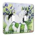 thumbnail image 1 of KuzmarK™ Double Gang Switch Wall Plate - Piebald Gypsy Cob with Lilacs and Violets Horse Art by Denise Every, 1 of 1