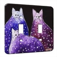 thumbnail image 1 of KuzmarK™ Double Gang Switch Wall Plate - Polka Dot Kitties in Purple and Blue Abstract Cat Art by Denise Every, 1 of 1