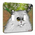 thumbnail image 1 of KuzmarK™ Double Gang Switch Wall Plate - Silver Persian Kitty Fairy with Daisies Fantasy Cat Art by Denise Every, 1 of 1