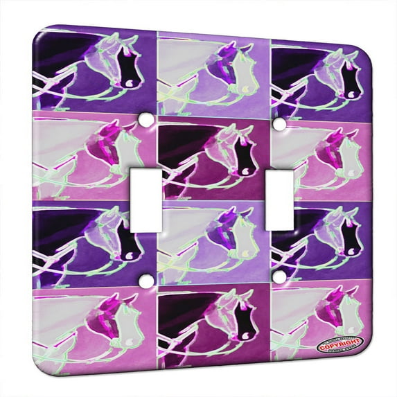 KuzmarK™ Double Gang Switch Wall Plate - Strawberry Roan Quarter Horse Electric Art by Denise Every