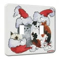 thumbnail image 1 of KuzmarK™ Double Gang Switch Wall Plate - Three Christmas Kitties and Mouse in Santa Hats Cat Art by Denise Every, 1 of 1