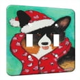 thumbnail image 1 of KuzmarK™ Double Gang Switch Wall Plate - Welsh Corgi in Santa Hat and Scarf Christmas Dog Art by Denise Every, 1 of 1