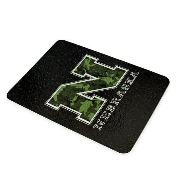 KuzmarK Glass Cheese Cutting Board 11"x7.75" - Nebraska Camouflage