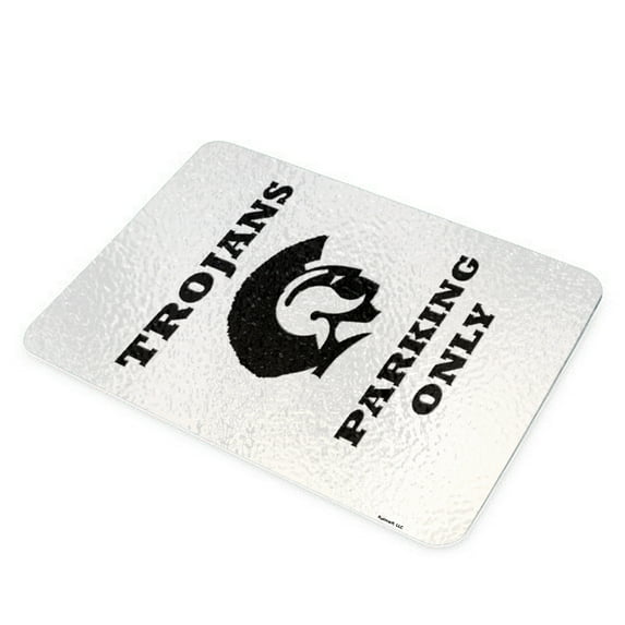 KuzmarK Glass Cheese Cutting Board 11"x7.75" - Trojans Parking Only