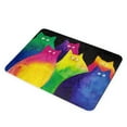 thumbnail image 1 of KuzmarK Glass Cheese Cutting Board 11"x7.75" - Very Colorful Two-Toned Chunky Kitties Art by Denise Every, 1 of 1