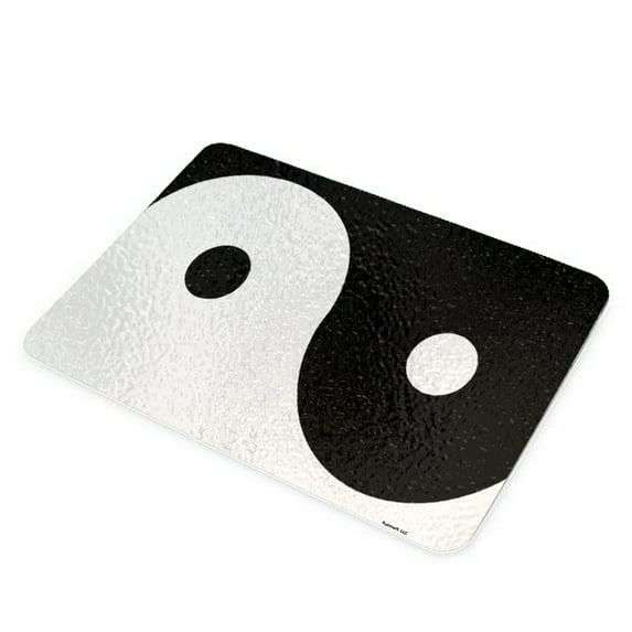 KuzmarK Glass Cheese Cutting Board 11"x7.75" - Ying Yang Art
