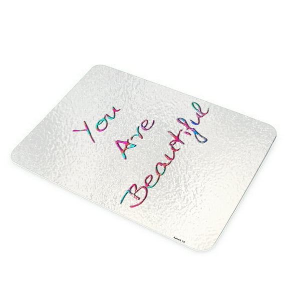 KuzmarK Glass Cheese Cutting Board 11"x7.75" - You Are Beautiful