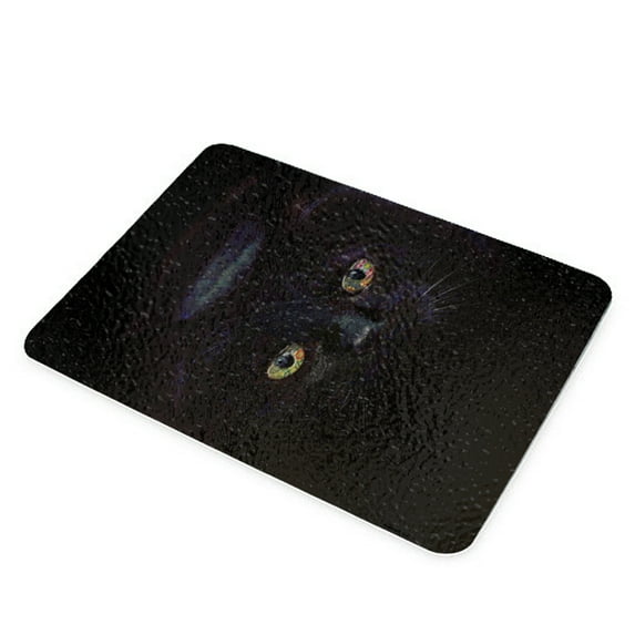 KuzmarK Glass Cutting Board - Black Cat Painting Eyes