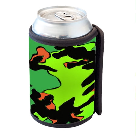 KuzmarK Insulated Drink Can Cooler Hugger - Camoflauge Green Pop