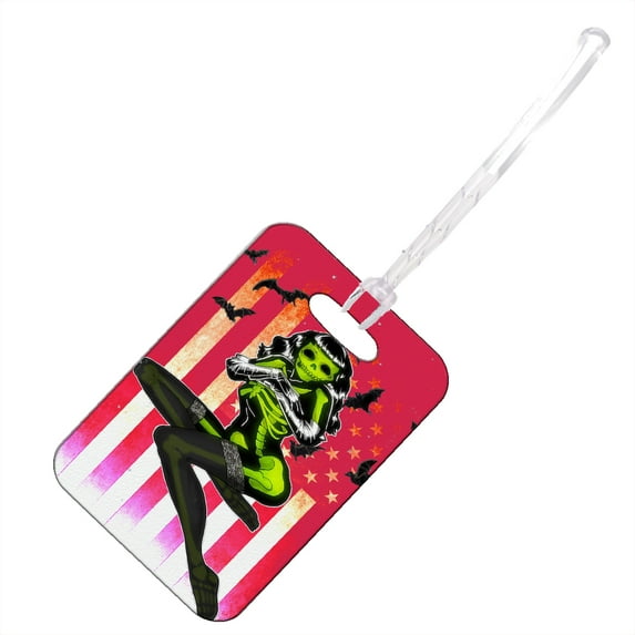 KuzmarK Luggage Travel Bag Tag - American Gothic Girl