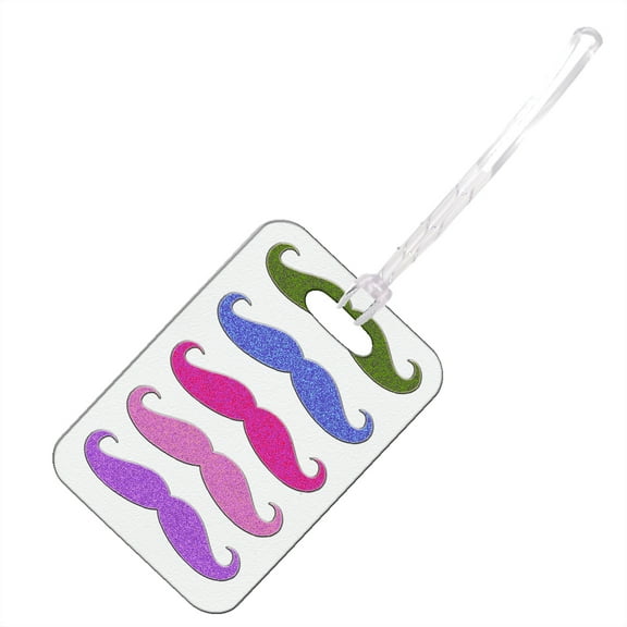 KuzmarK Luggage Travel Bag Tag - Colorful Sparkle Mustache Collection