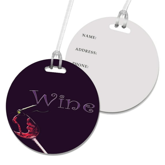 KuzmarK Luggage Travel Round Bag Tag -  Wine