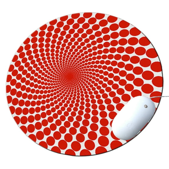 KuzmarK Round Mousepad / Hot Pad / Trivet - Red Dots