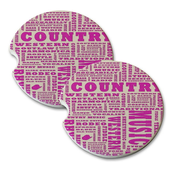 KuzmarK Sandstone Car Drink Coaster (set of 2) - Country Western Music