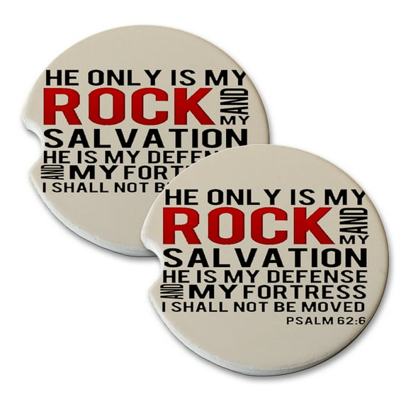 KuzmarK Sandstone Car Drink Coaster (set of 2) - Psalm 62_6