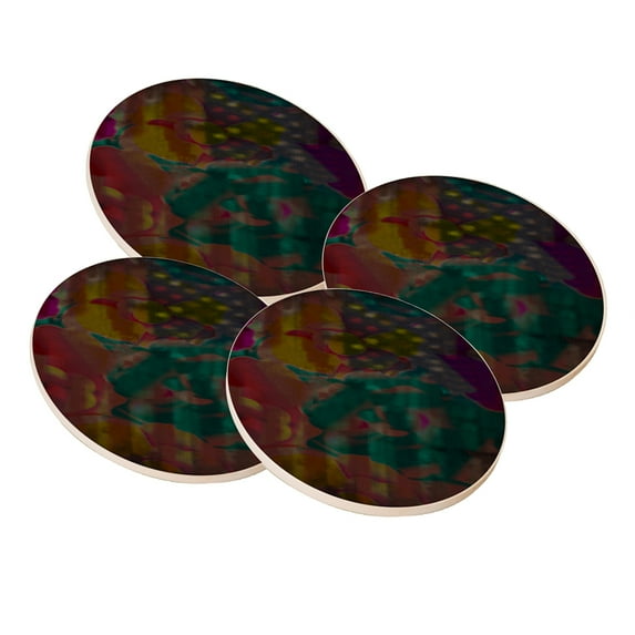 KuzmarK Sandstone Drink Coaster (set of 4) - Flower Stars Abstract Painting