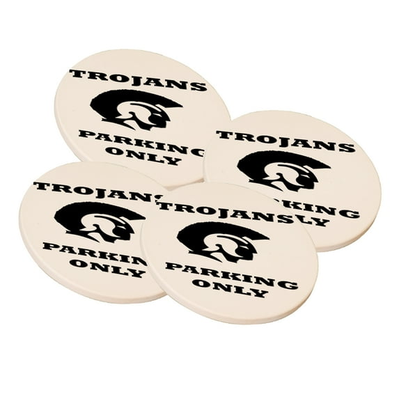 KuzmarK Sandstone Drink Coaster (set of 4) - Trojans Parking Only