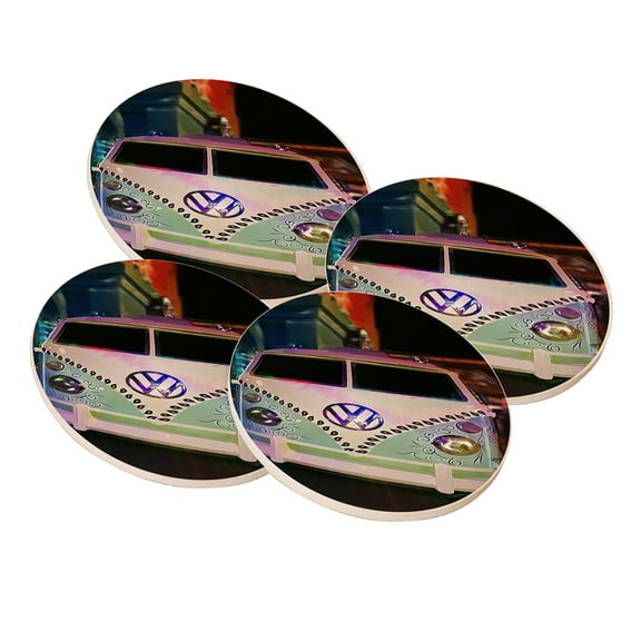KuzmarK Sandstone Drink Coaster (set of 4) - Volkswagon Van Art