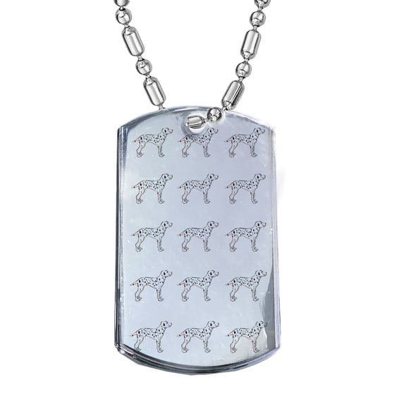 KuzmarK Silver Chrome Pendant Dog Tag Necklace - Dalmation Dog Chrome Dog Tag Necklace