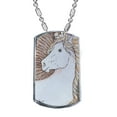 thumbnail image 1 of KuzmarK Silver Chrome Pendant Dog Tag Necklace - Golden Pegasus Fantasy Horse Art by Denise Every Chrome Dog Tag Necklace, 1 of 1