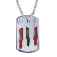 thumbnail image 1 of KuzmarK Silver Chrome Pendant Dog Tag Necklace - Maine Coon Kitties and Mouse Christmas JOY Set Cat Art by Denise Every Chrome Dog Tag Necklace, 1 of 1