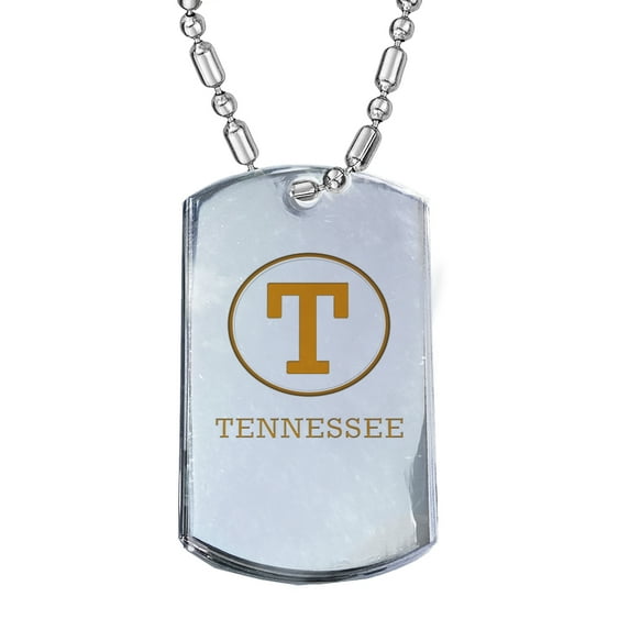 KuzmarK Silver Chrome Pendant Dog Tag Necklace - Tennessee Chrome Dog Tag Necklace