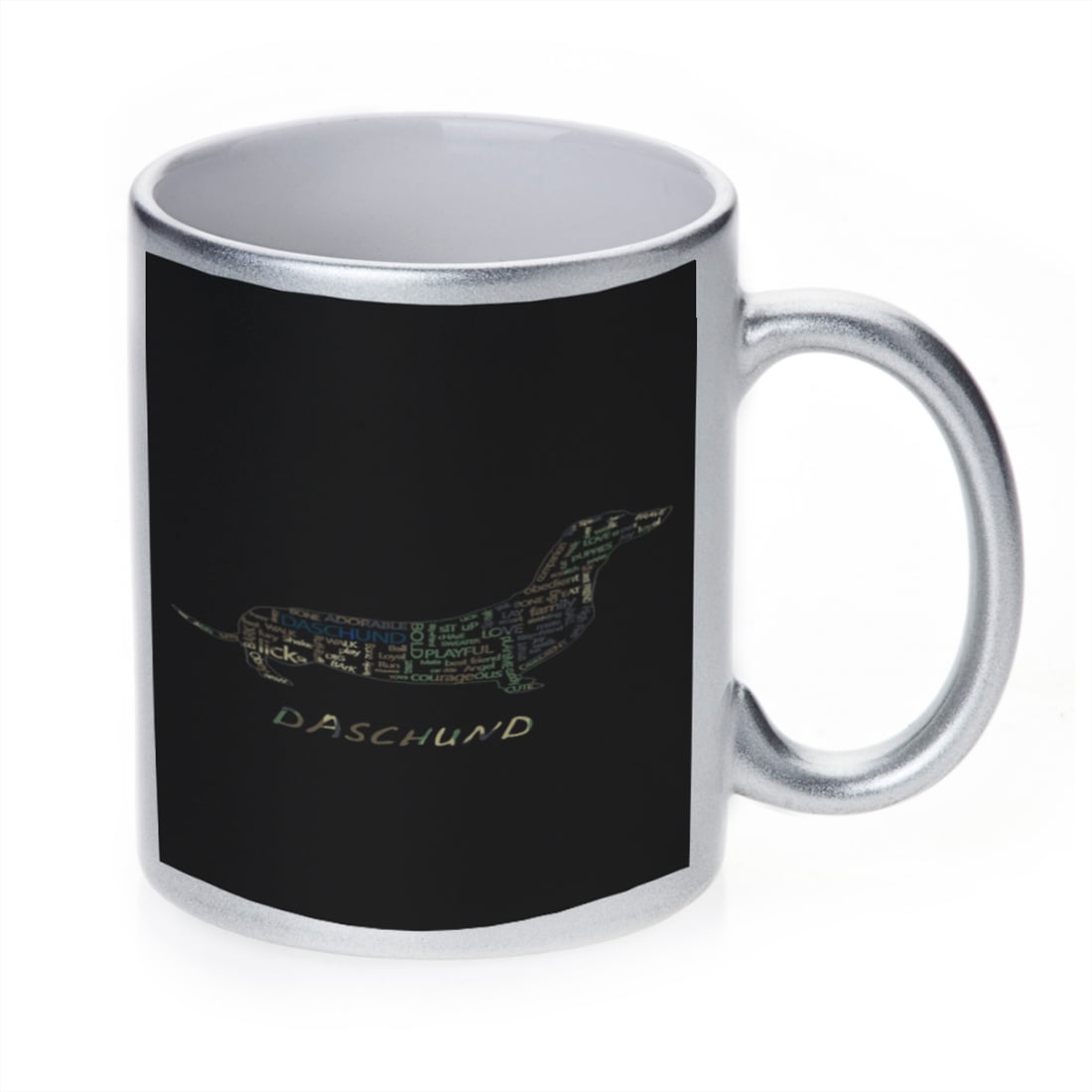 KuzmarK Silver Sparkle Coffee Cup Mug 11 Ounce - Daschund Camouflage