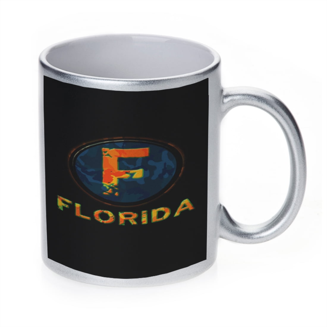 KuzmarK Silver Sparkle Coffee Cup Mug 11 Ounce - Florida Camouflage