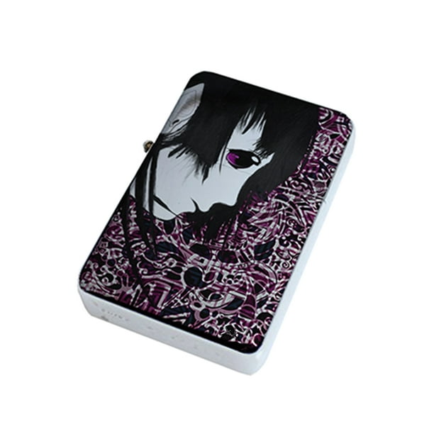 KuzmarK Silver Windproof Flip Top Lighter - Anime Fairy