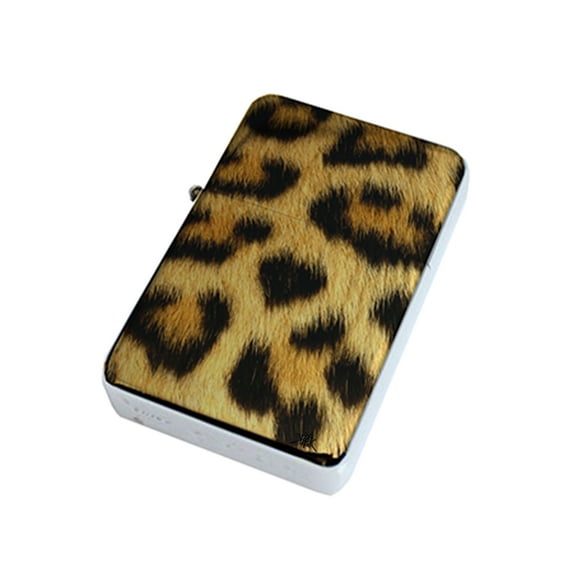 KuzmarK Silver Windproof Flip Top Lighter - Leopard
