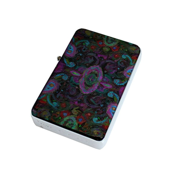 KuzmarK Silver Windproof Flip Top Lighter - Paisley Painting