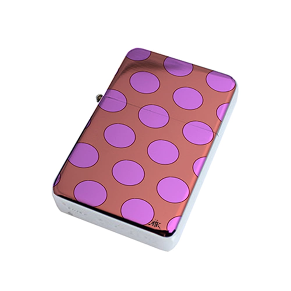 KuzmarK Silver Windproof Flip Top Lighter - Purple Peach