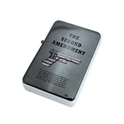 KuzmarK Silver Windproof Flip Top Lighter - Second Amendment American Flag Gun