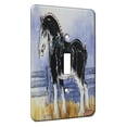 thumbnail image 1 of KuzmarK™ Single Gang Toggle Switch Wall Plate - Black Clydesdale Draft Horse Art by Denise Every, 1 of 1