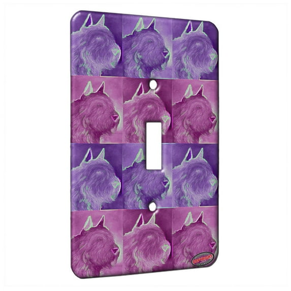 KuzmarK™ Single Gang Toggle Switch Wall Plate - Bouvier de Flanders Dog Electric Art by Denise Every