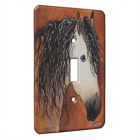 KuzmarK™ Single Gang Toggle Switch Wall Plate - Buttermilk Buckskin Quarter Horse Abstract Art by Denise Every