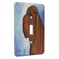 thumbnail image 1 of KuzmarK™ Single Gang Toggle Switch Wall Plate - Chocolate Shar Pei on Blue Dog Art by Denise Every, 1 of 1