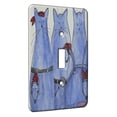 thumbnail image 1 of KuzmarK™ Single Gang Toggle Switch Wall Plate - Denim Kitties with Bandanas Abstract Cat Art by Denise Every, 1 of 1