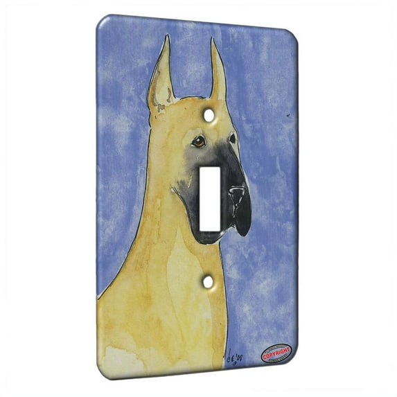 KuzmarK™ Single Gang Toggle Switch Wall Plate - Fawn Great Dane Dog Art by Denise Every