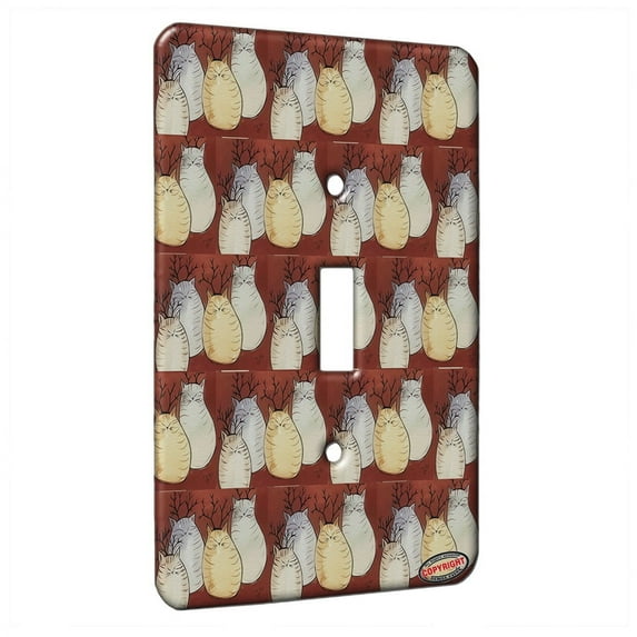 KuzmarK™ Single Gang Toggle Switch Wall Plate - Four Reindeer Tabby Chunky Kitties Christmas Cat Modern Art by Denise Every