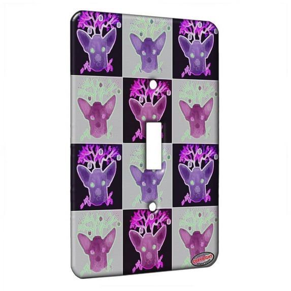 KuzmarK™ Single Gang Toggle Switch Wall Plate - Red Nose Reindeer Chiahuahua Christmas Dog Electric Art by Denise Every