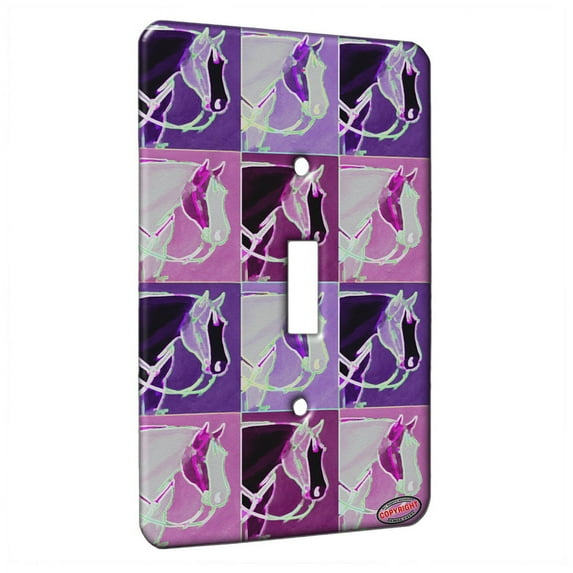 KuzmarK™ Single Gang Toggle Switch Wall Plate - Strawberry Roan Quarter Horse Electric Art by Denise Every