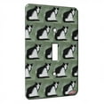 thumbnail image 1 of KuzmarK™ Single Gang Toggle Switch Wall Plate - Tuxedo Maine Coon Cat on Sage Green Cat Modern Art by Denise Every, 1 of 1