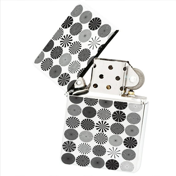 KuzmarK White Windproof Flip Top Lighter - Circle Of Friends