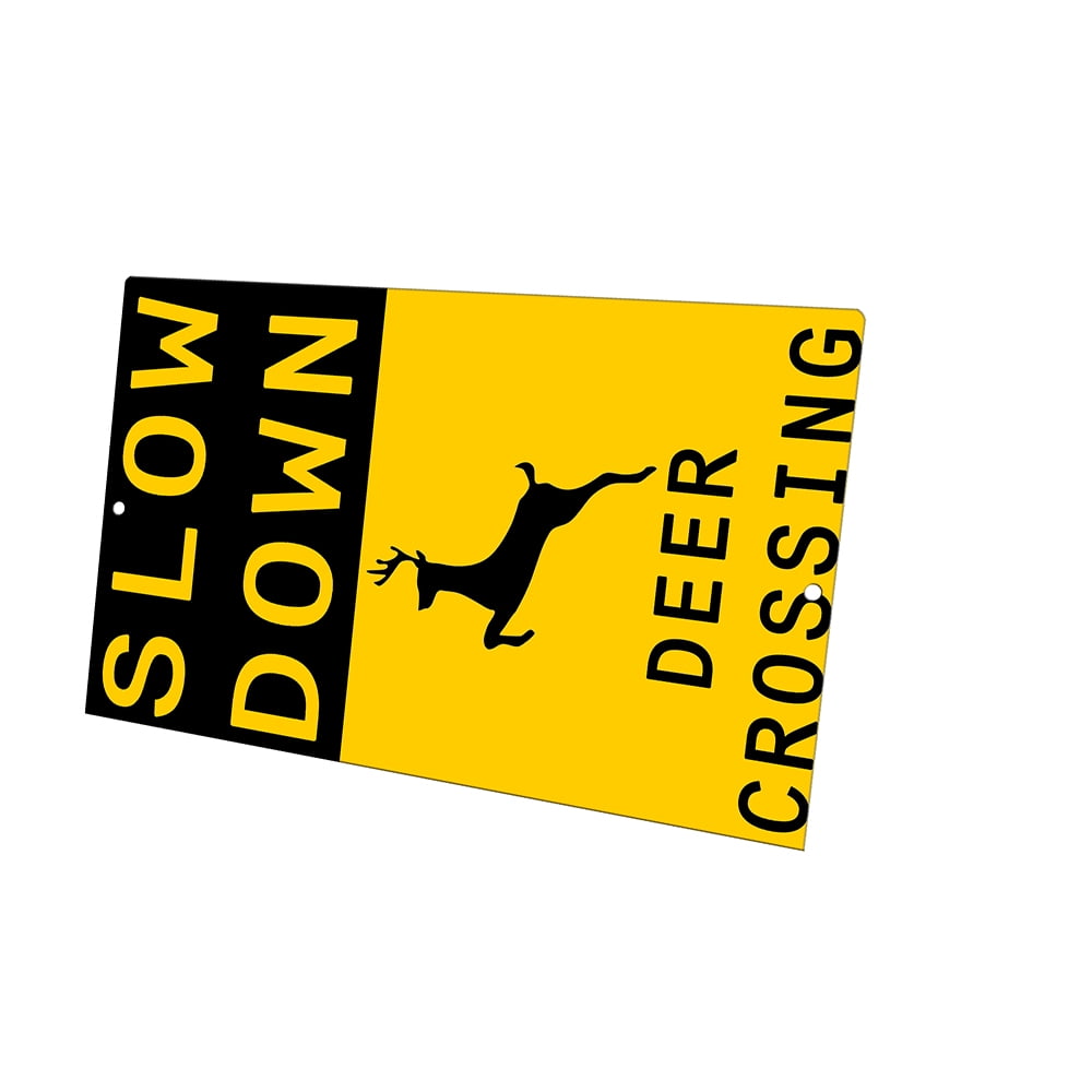 KuzmarK Yard Lawn Fence Sign - Slow Down Deer Crossing